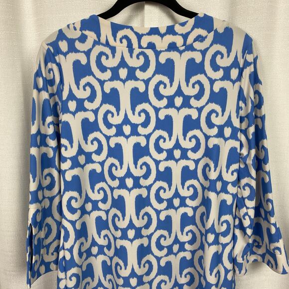 Jude Connally Blue Swirl Megan 3/4 Sleeve Jude Cloth Shift Dress Sz.L - Picture 11 of 14